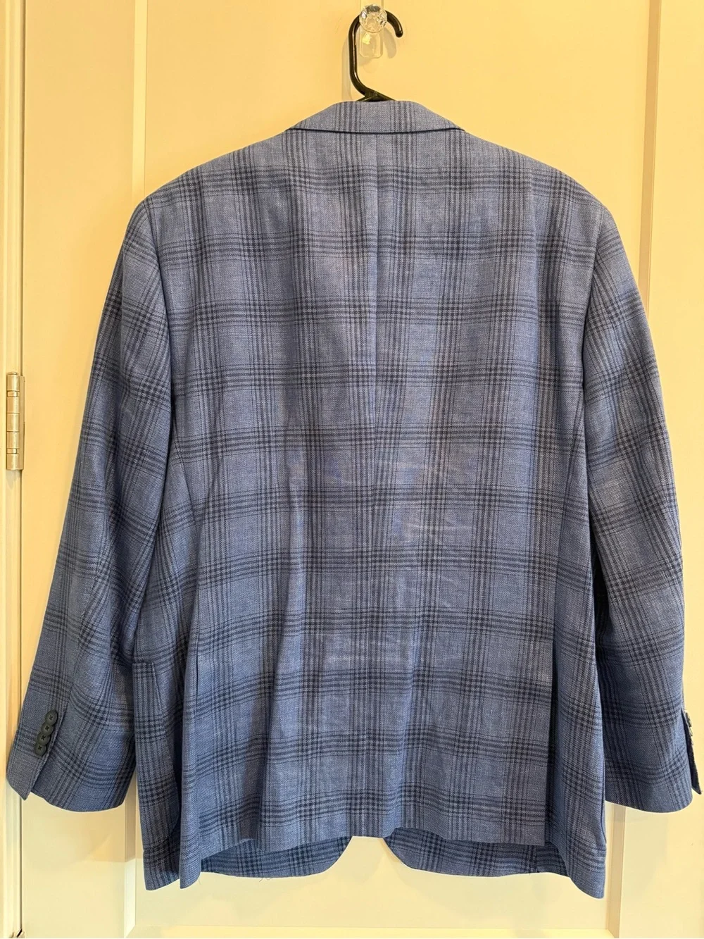 Paul Betenly Men's Blue Plaid Sport Coat 50% Cotton 50% Linen - Size 44R